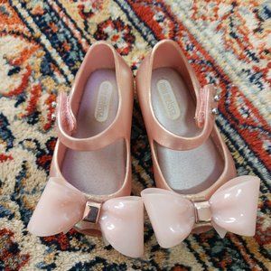 Mini Melissa Rose Gold Pink Bow Shoes - Baby Size 5